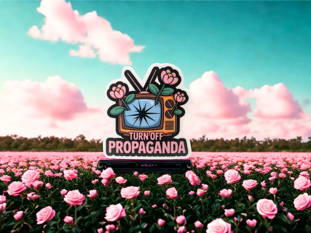 Turn Off Propaganda Retro TV Protest Sticker
