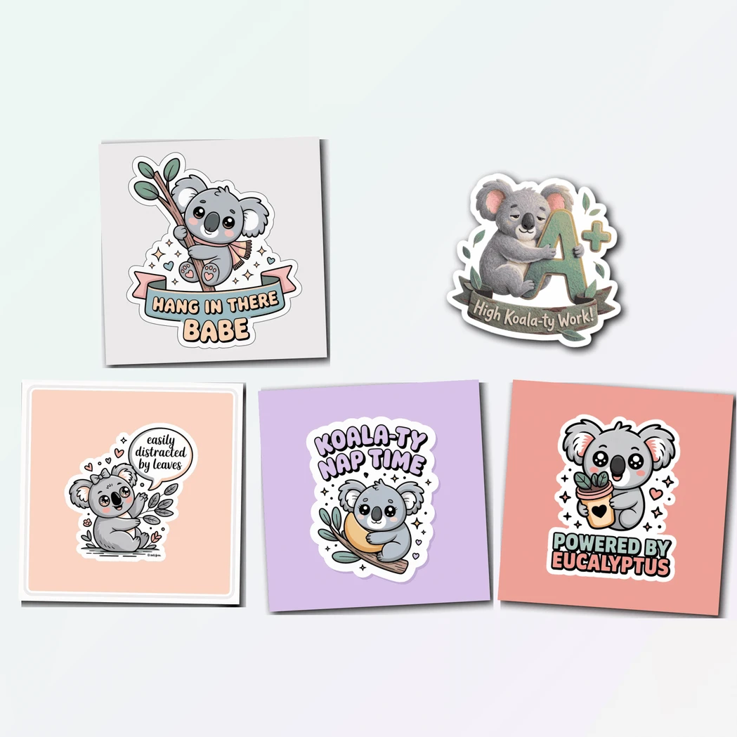 5 Cute Koala Sticker Pack