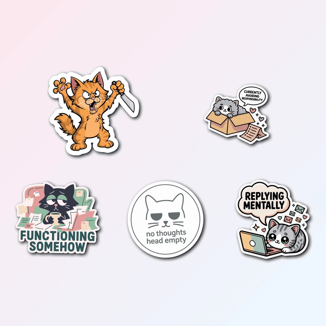 5 Funny Cat Meme Sticker Pack