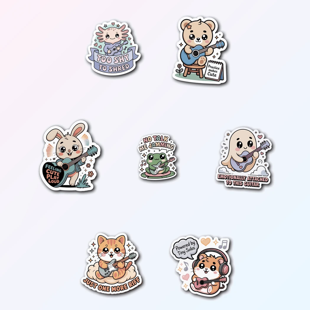 7 Cute Guitar Sticker Pack