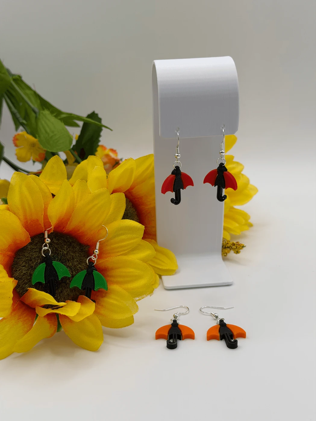 3D Printed Colorful Umbrella Dangle Earrings