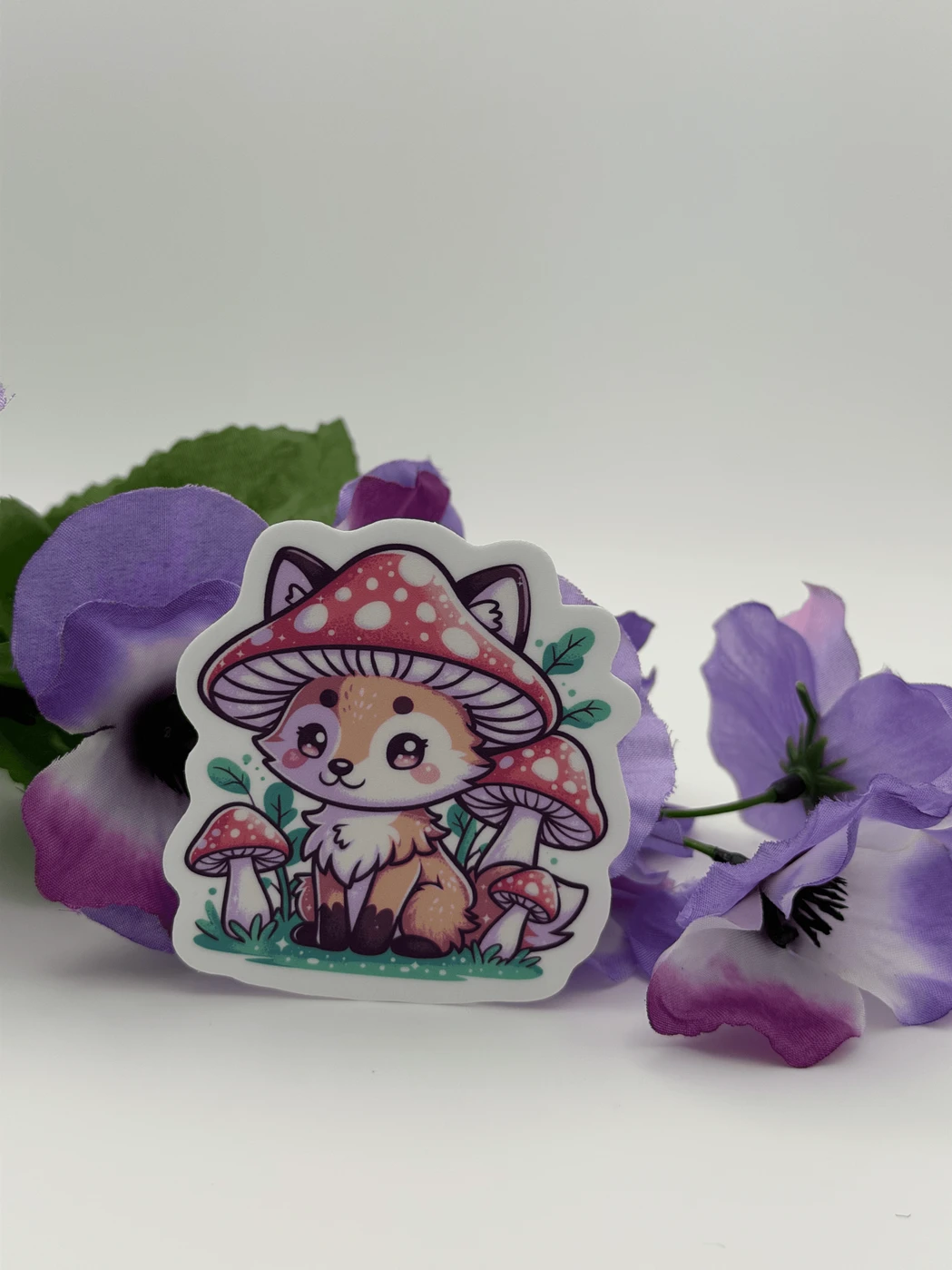 Cute Fox Mushroom Forest Vinyl Sticker
