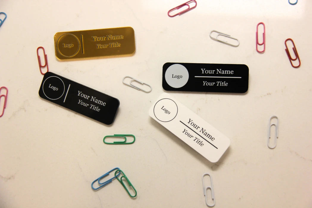 Personalized Acrylic Name Badge with Logo, Custom Office Name Tag, Full Color Employee Badge