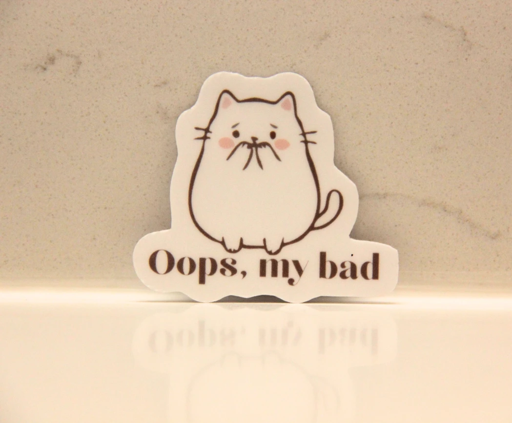 Oops My Bad Cat Sticker Cute Apology Cat Decal