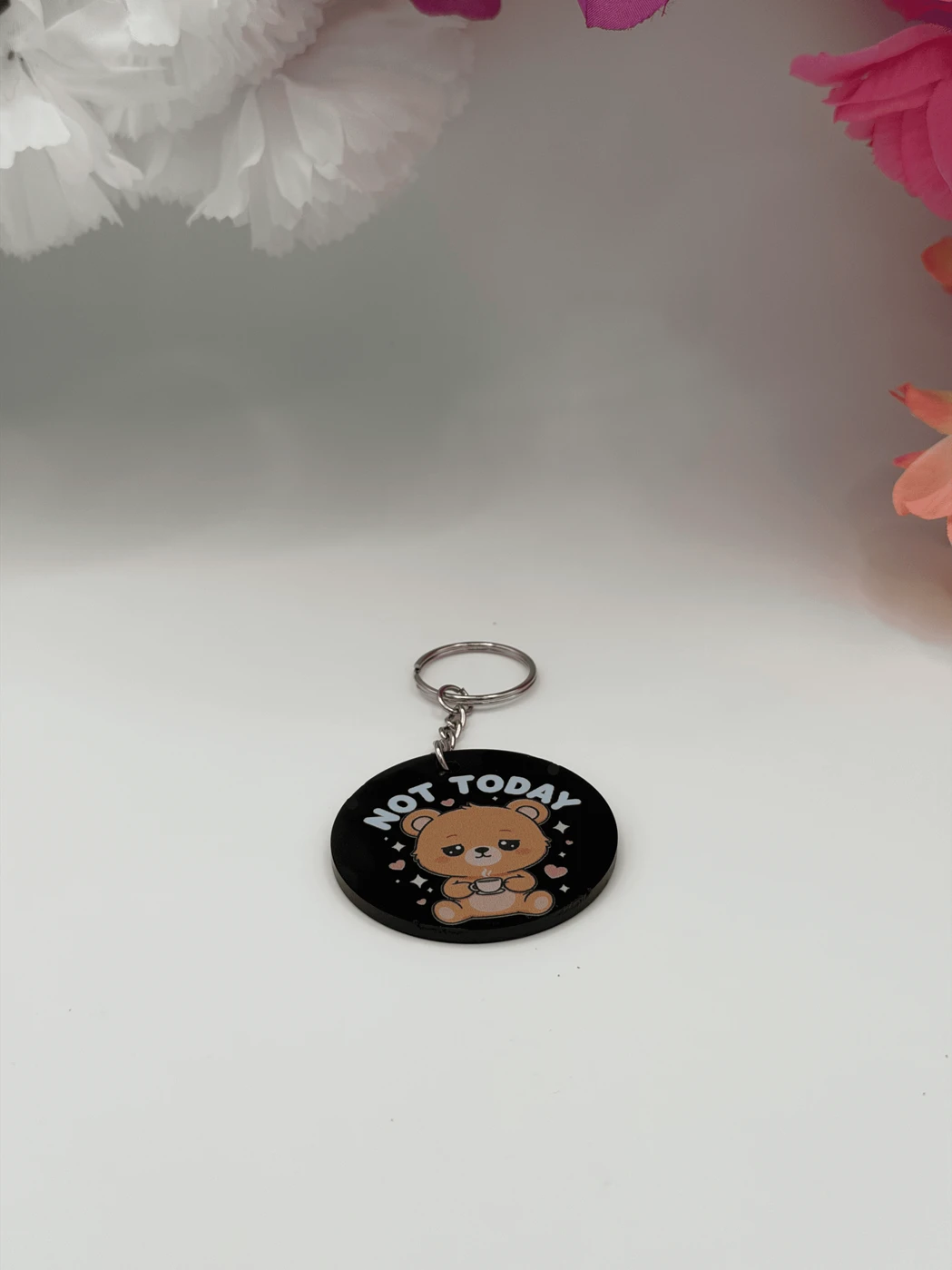Kawaii Bear Not Today Acrylic Keychain