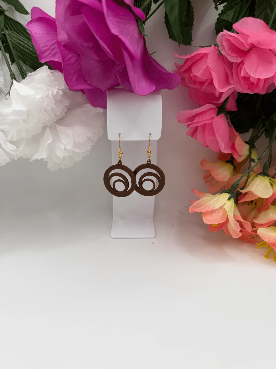 Geometric Spiral Dangle Earrings 3D Printed