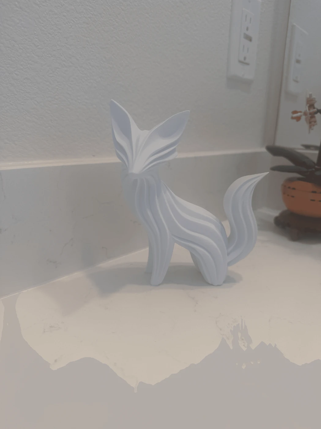 Abstract Flowing Fox Sculpture - Modern Organic Wave Art 3D Print Decor