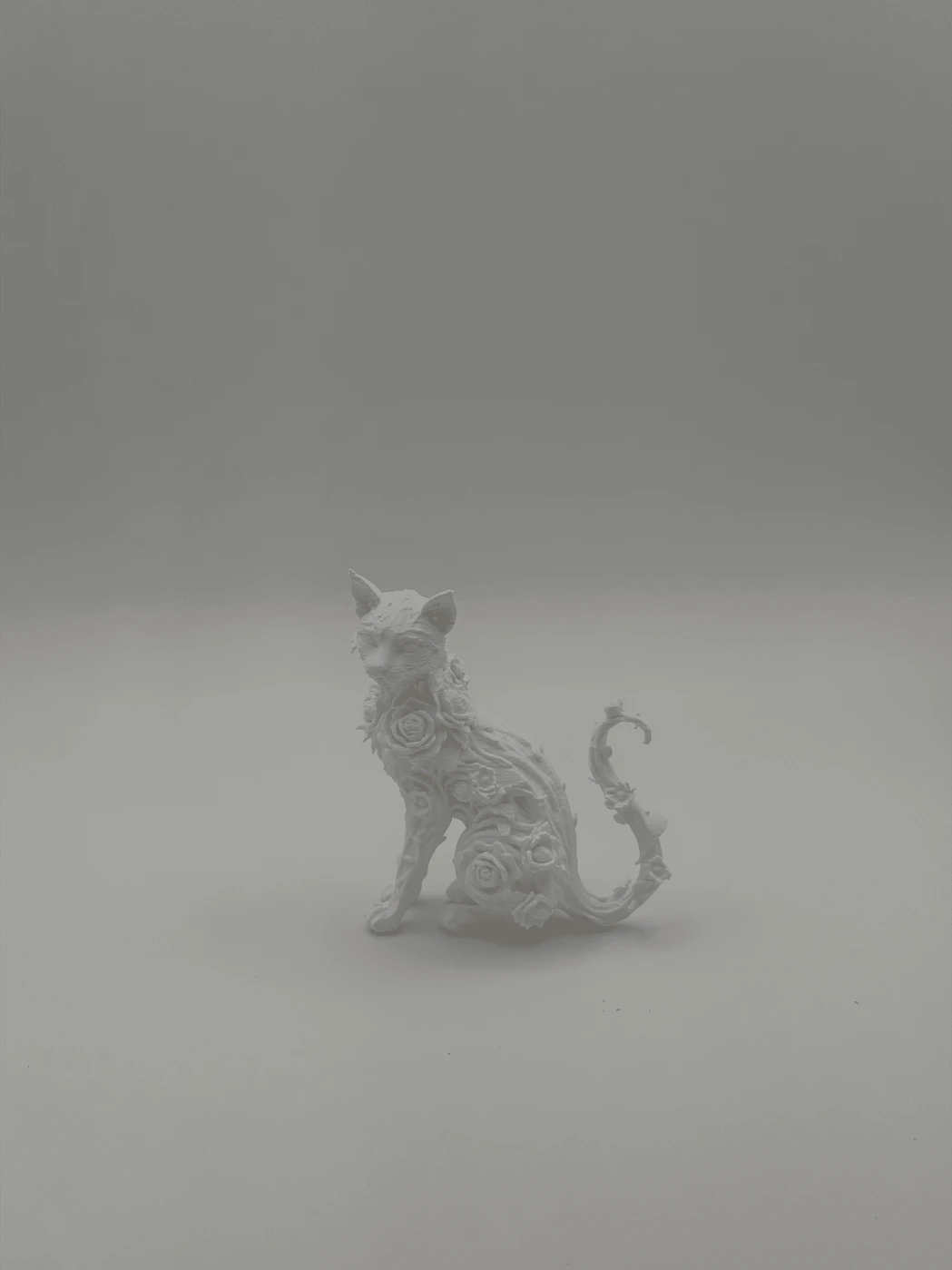 Floral White Cat Figurine 3D Printed Home Decor
