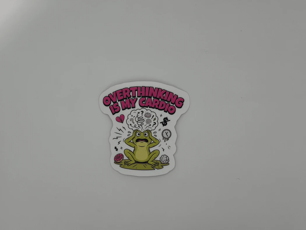 Overthinking Frog Vinyl Sticker Funny Anxiety Decal