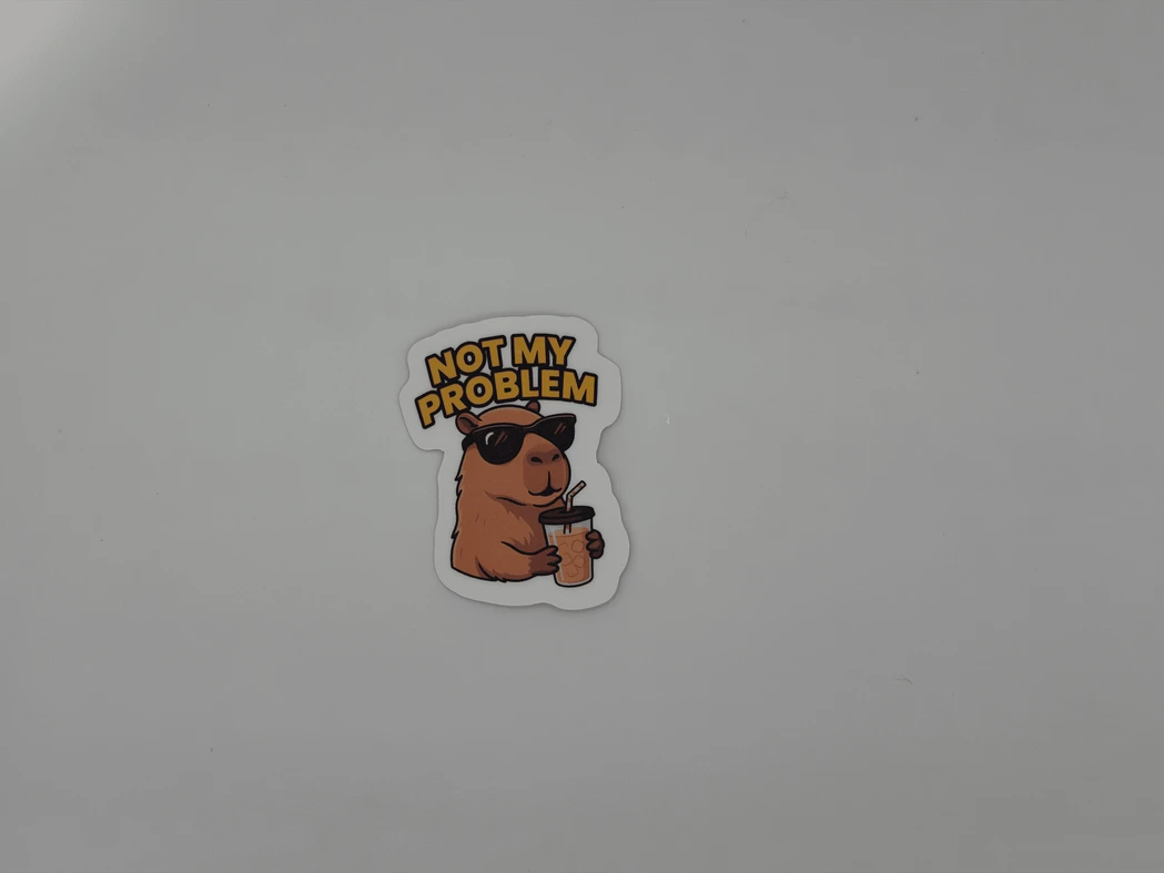 Funny Capybara Sticker Not My Problem Iced Coffee Decal
