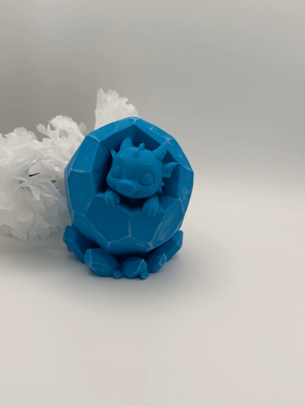 Blue Crystal Dragon 3D Printed Figure, Fantasy Dragon Decor, PLA Sculpture