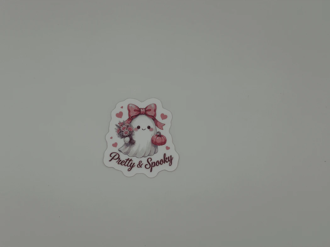 Cute Ghost Vinyl Sticker - Kawaii Halloween Pastel Pretty and Spooky