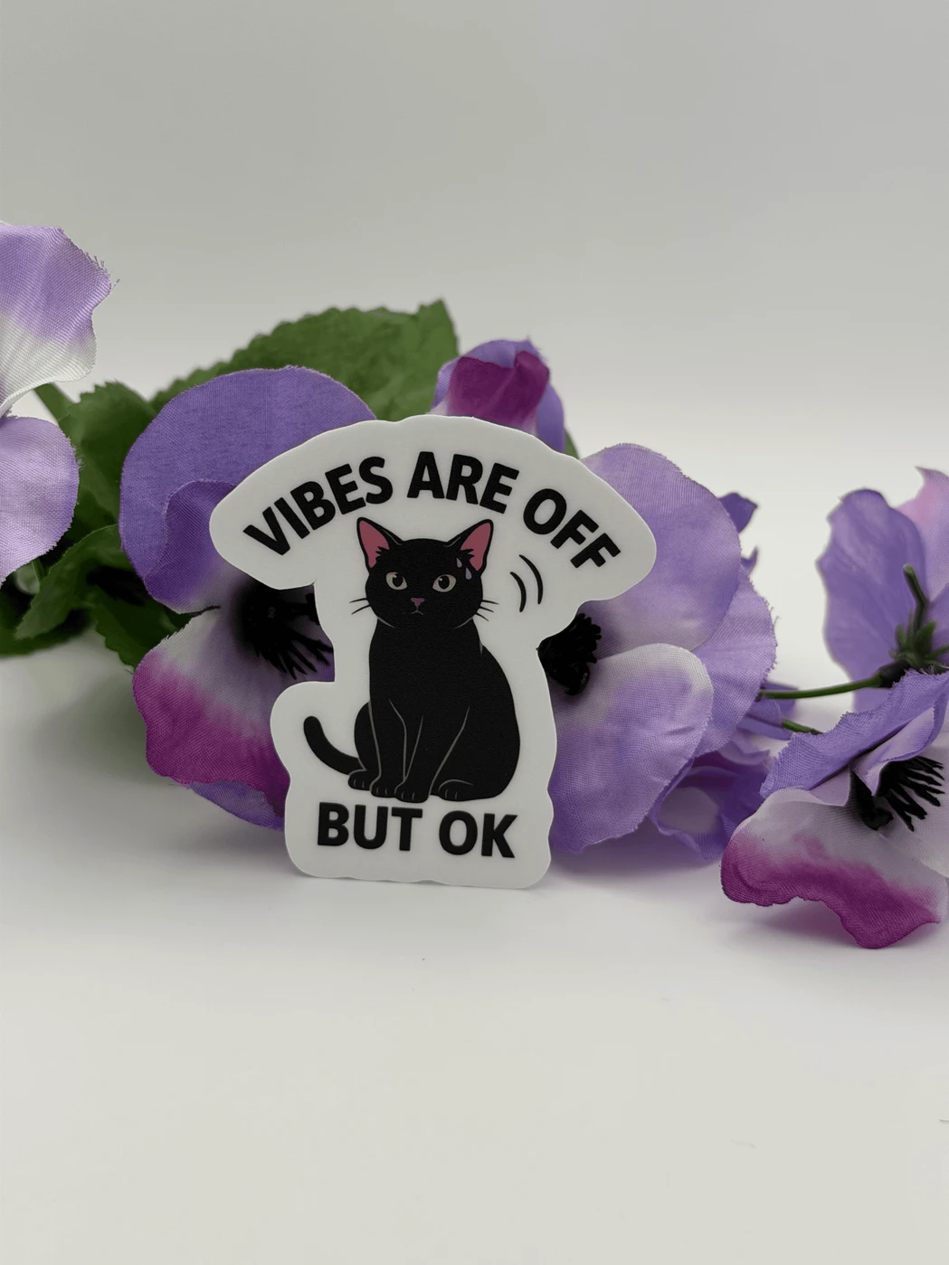 Black Cat Vibes Are Off Vinyl Sticker - Sarcastic Funny Cat