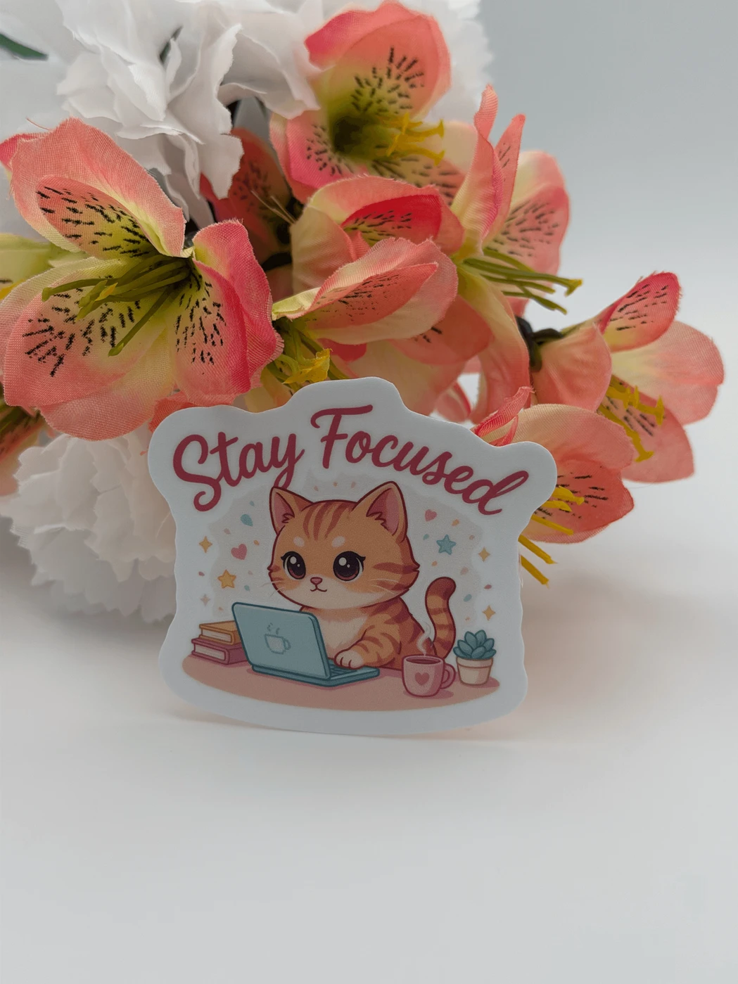 Stay Focused Cat Vinyl Sticker