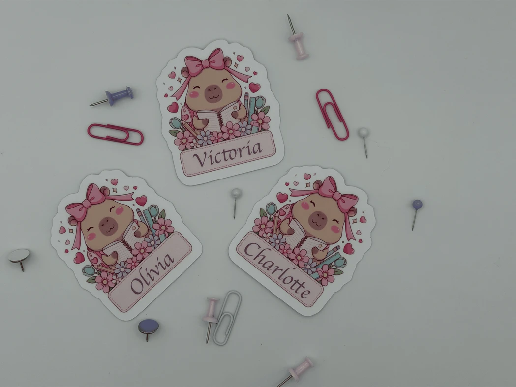 Set of 5 Custom Capybara Name Stickers