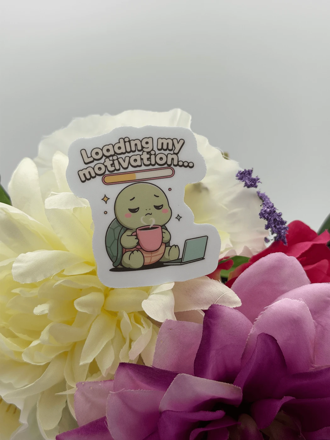 Cute Turtle Vinyl Sticker Loading My Motivation
