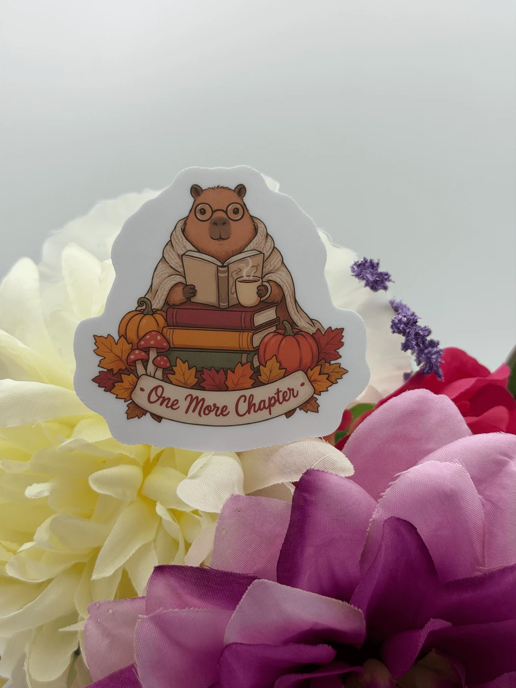 Capybara Reading Vinyl Sticker One More Chapter
