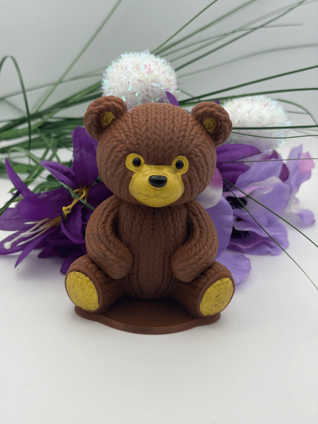 Hand-Painted Teddy Bear Figurine - 3D Printed PLA Shelf Decor