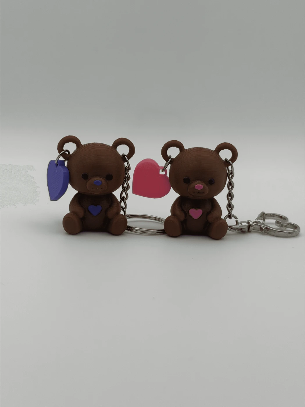Cute Teddy Bear Heart Keychain, 3D Printed Bear Charm