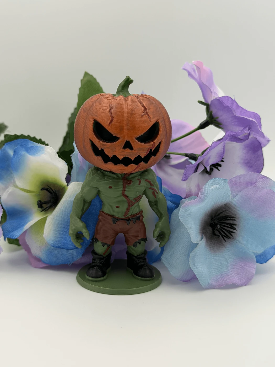 Pumpkin Head Zombie - Hand-Painted 3D Printed Halloween Decor Figure