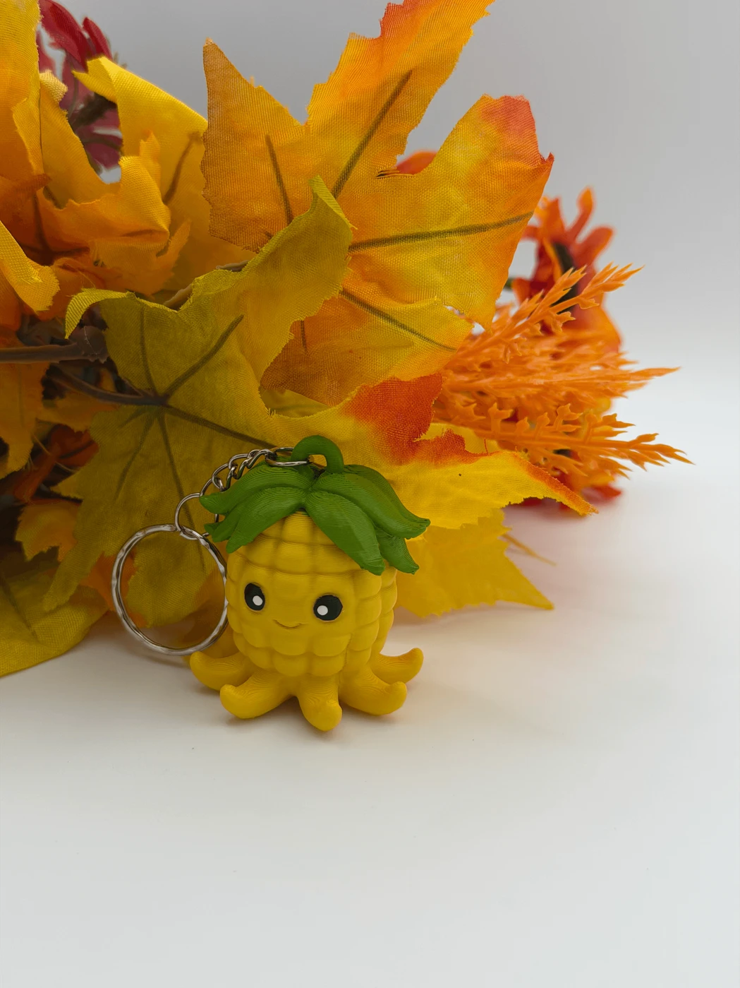 Kawaii Corn Octopus Keychain - 3D Printed Cute Octopus Charm