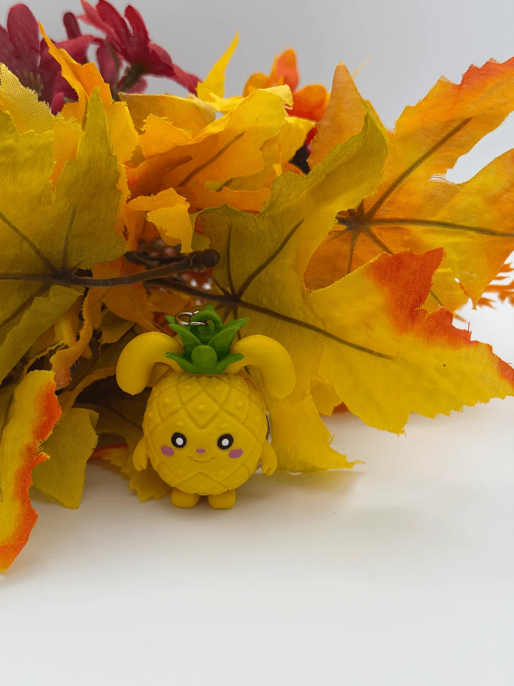 Cute Pineapple Bunny Keychain - 3D Printed Kawaii Fruit Bunny Charm