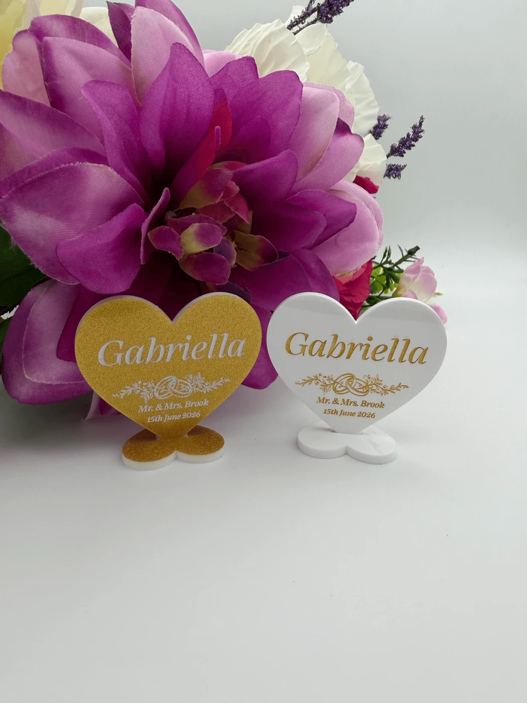 Personalized Acrylic Heart Wedding Place Cards