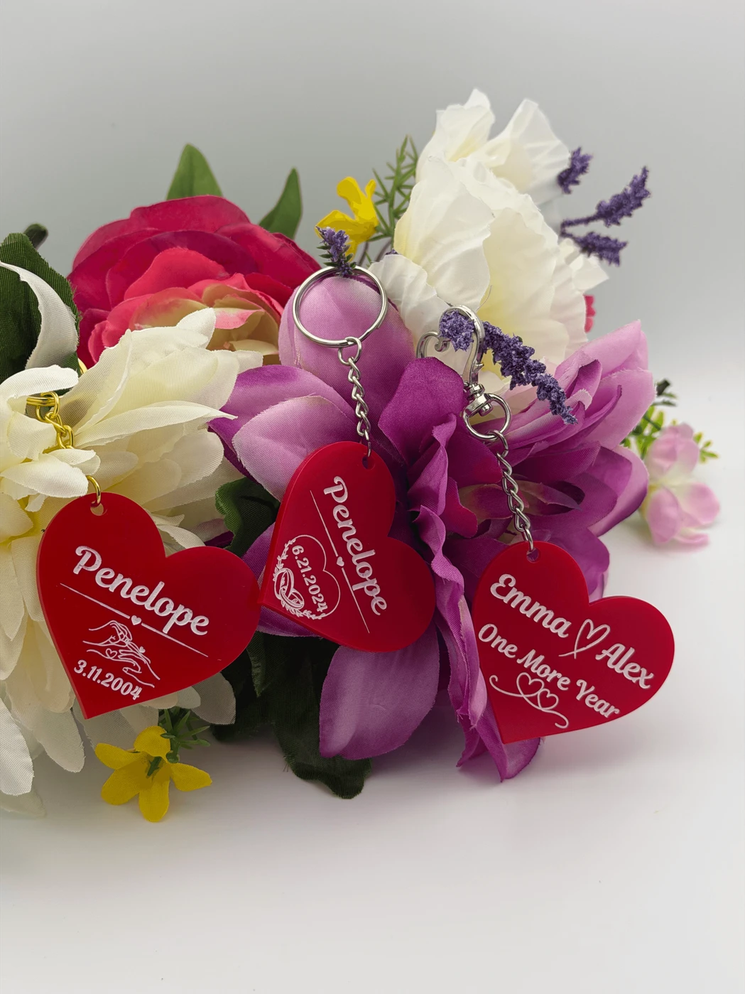 Personalized Heart Acrylic Keychain Romantic Gift