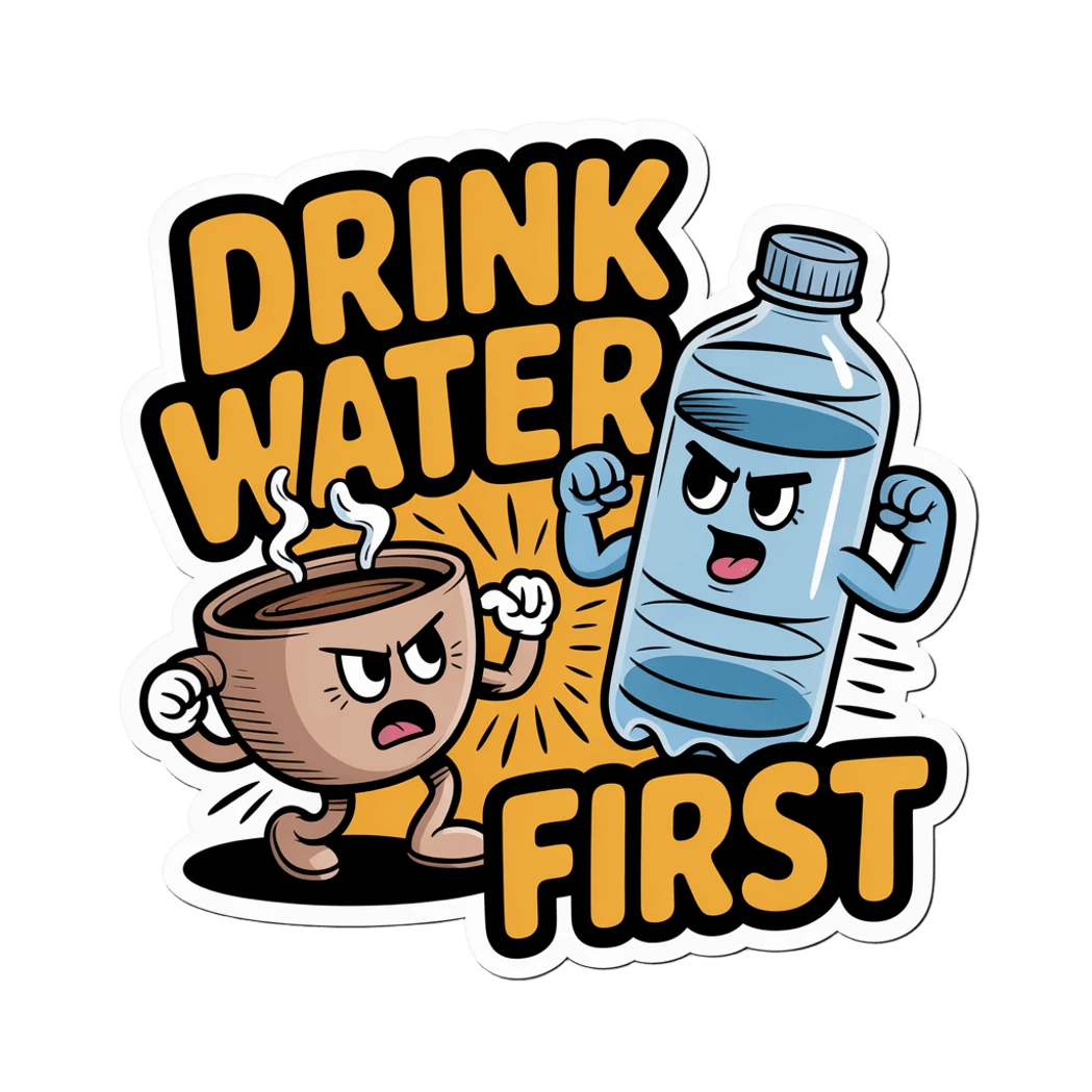 Funny "Drink Water First" Motivational Sticker