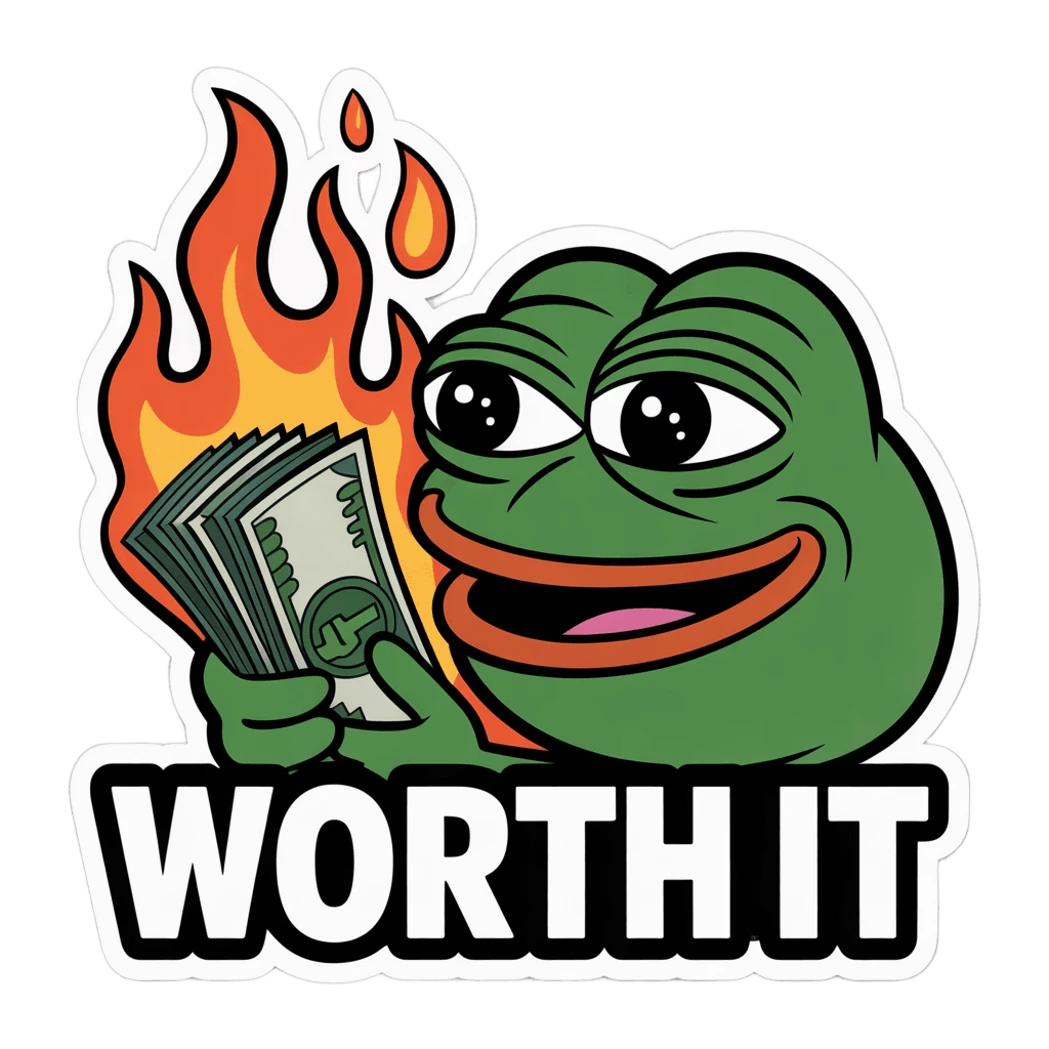 Funny Meme Frog With Money and Flames Sticker
