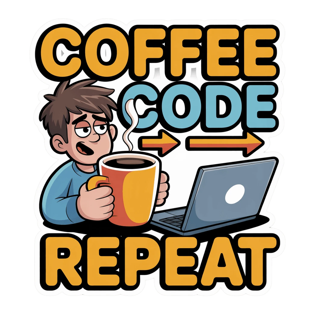 Coffee Code Repeat Programmer Vinyl Sticker