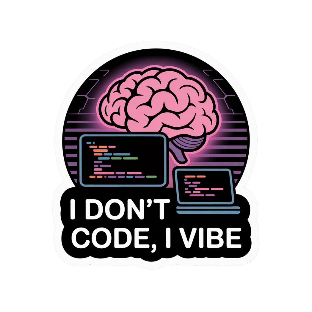 Funny Coding Brain and Laptop Vinyl Sticker
