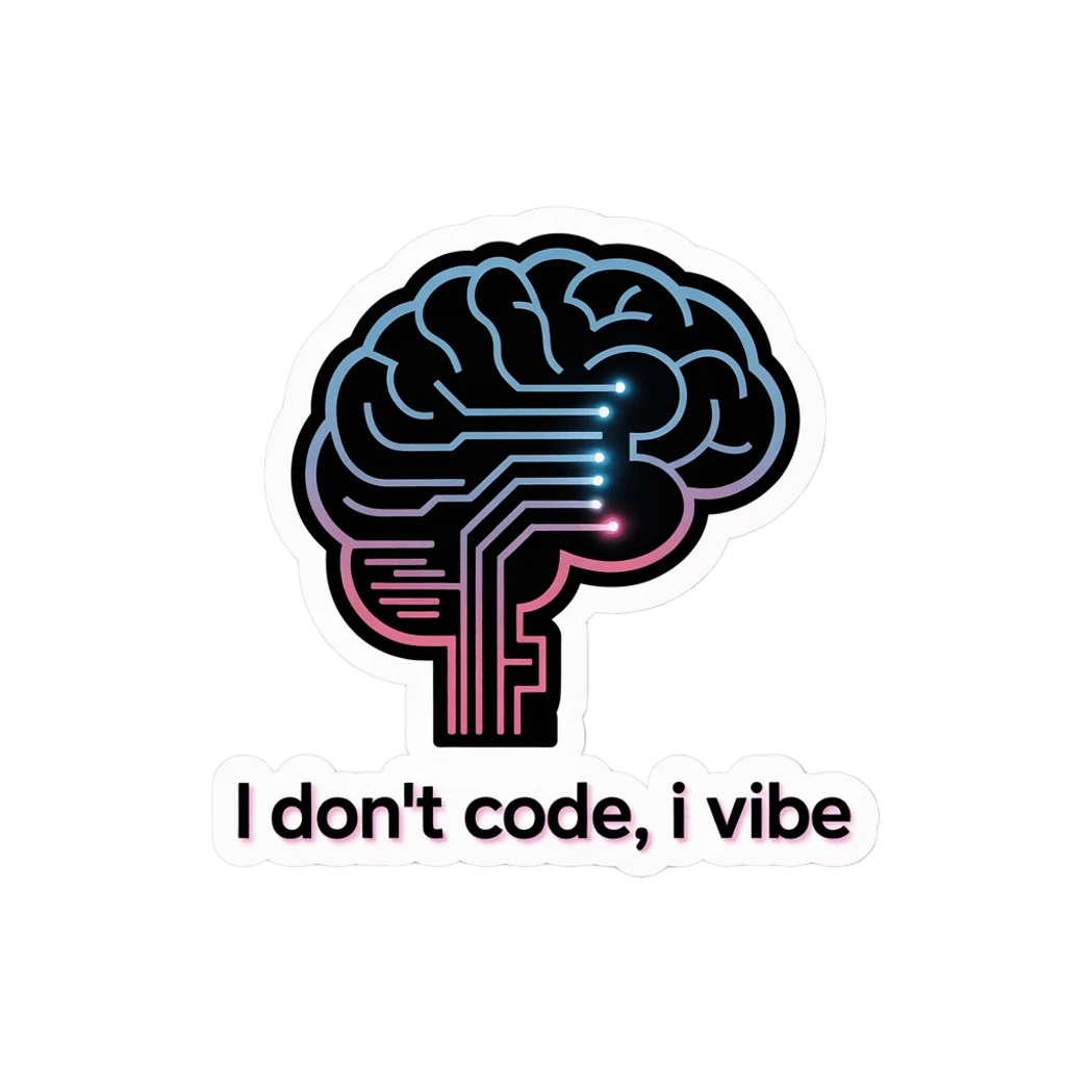 Tech Brain Design with Quote Vinyl Sticker