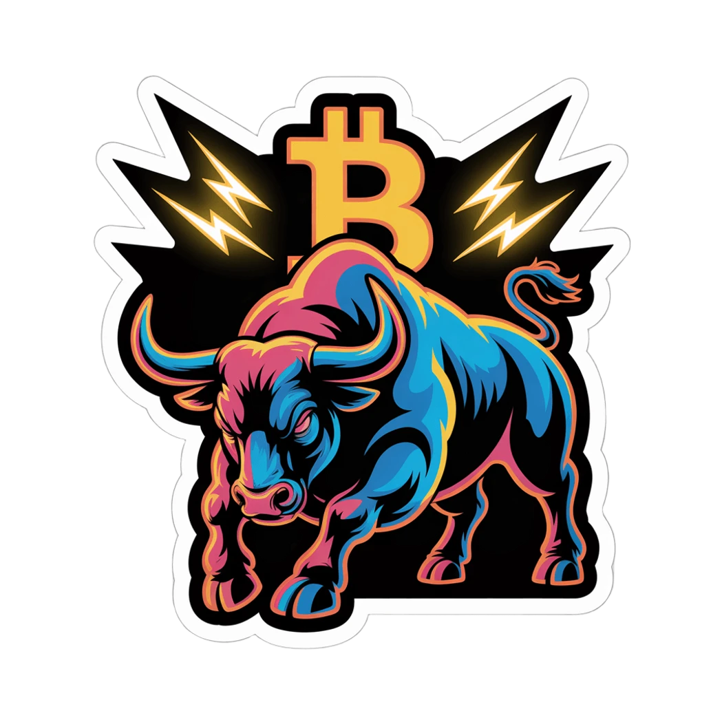 Vibrant Bitcoin Bull Vinyl Sticker