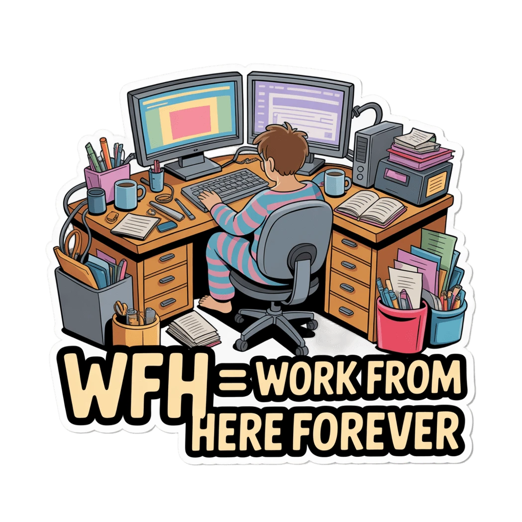 WFH Work From Here Forever Desk Sticker