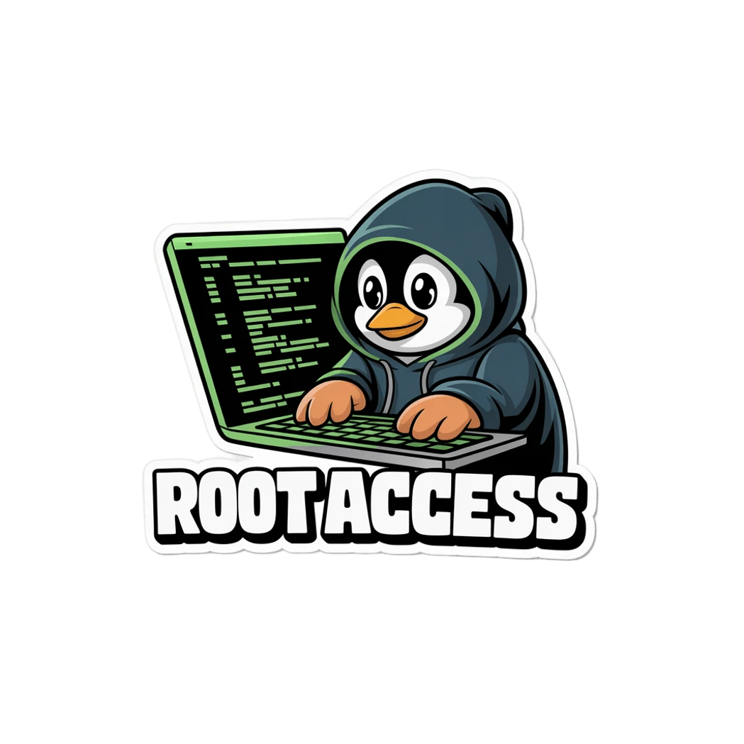 Hacker Penguin Root Access Vinyl Sticker