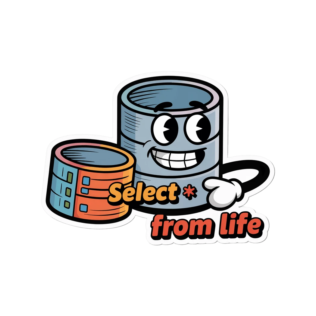 Funny SQL Database Cartoon Vinyl Sticker