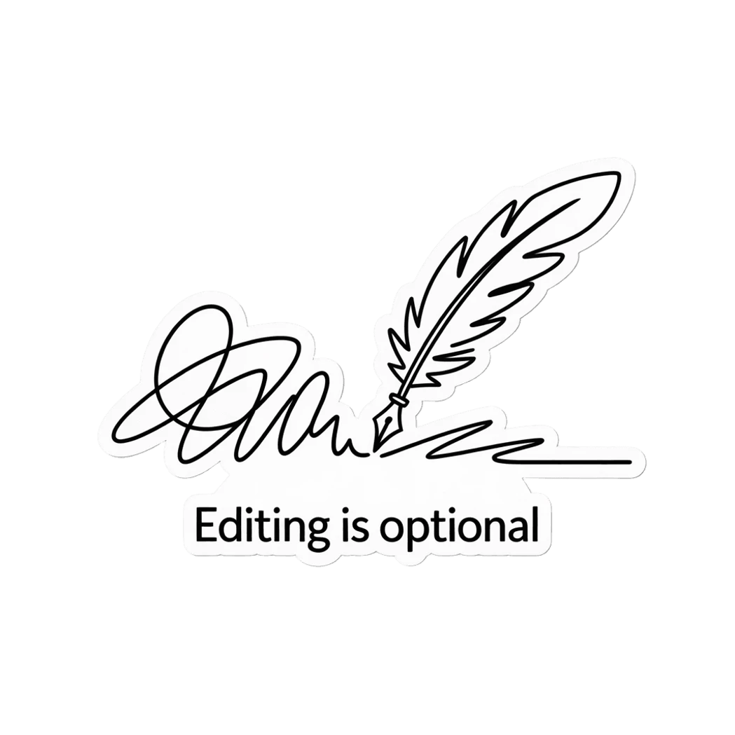 Quill Pen 'Editing is Optional' Vinyl Sticker