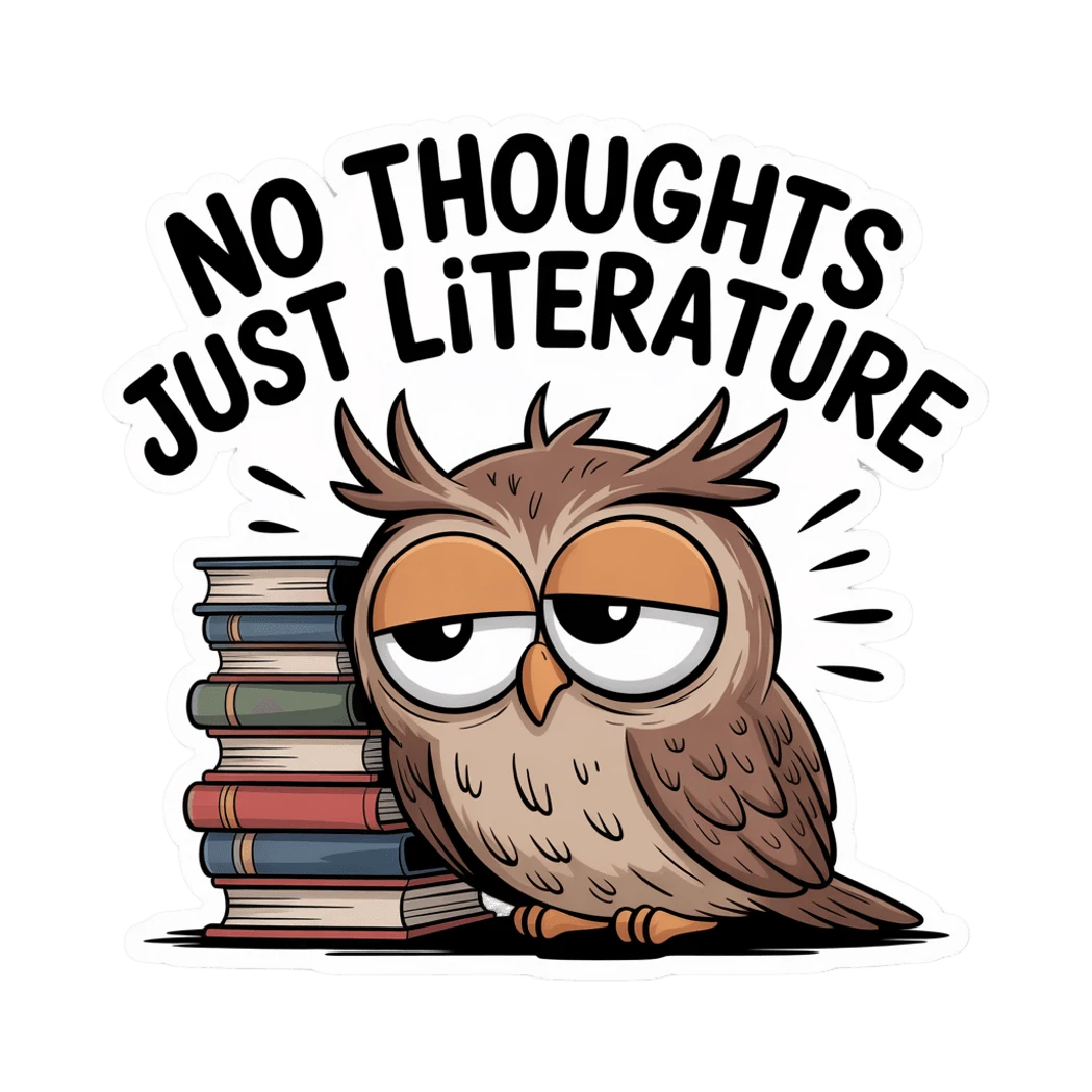 Funny Owl and Books Literature Vinyl Sticker