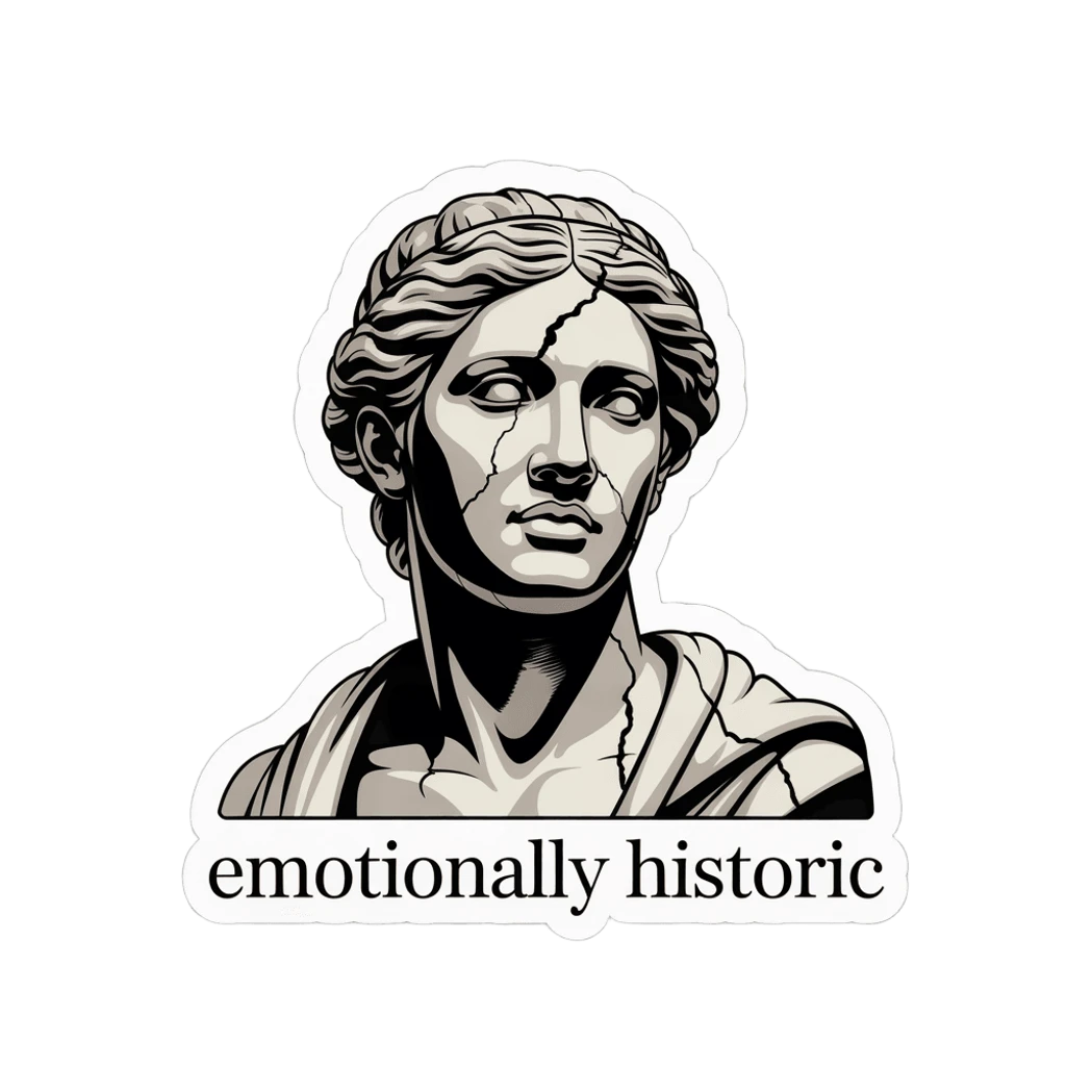 Classical Bust Emotionally Historic Vinyl Sticker