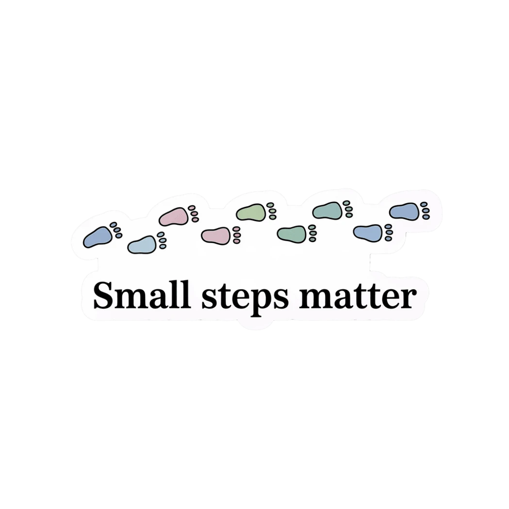 Inspirational Small Steps Matter Footprints Sticker