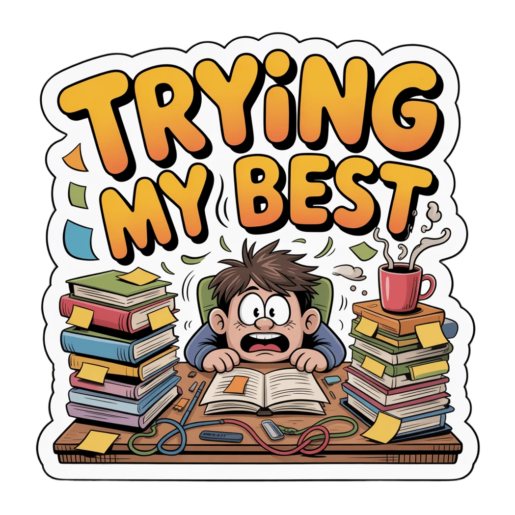 Funny Stress Student Trying My Best Sticker
