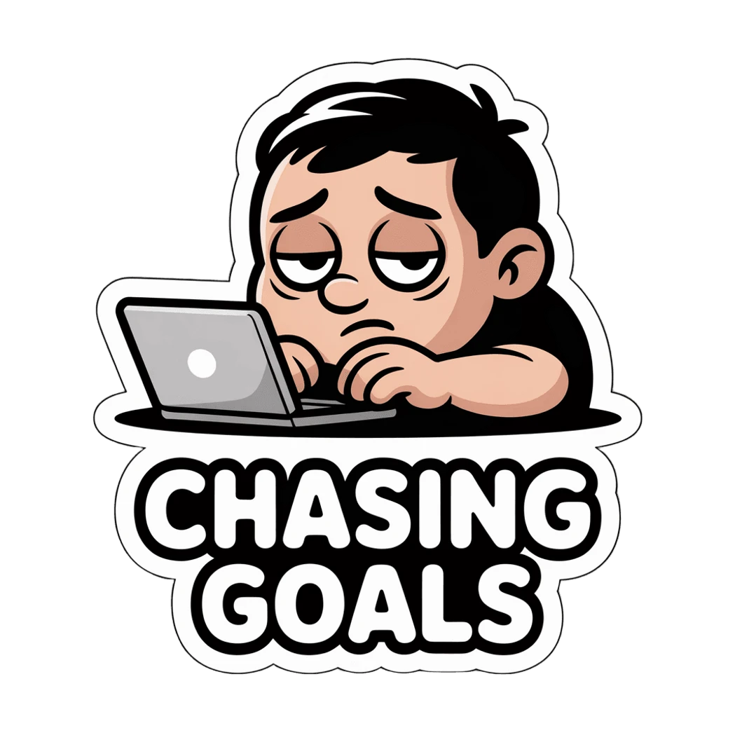 Motivated Worker Chasing Goals Laptop Sticker