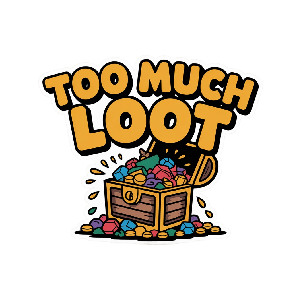 Too Much Loot Treasure Chest Sticker