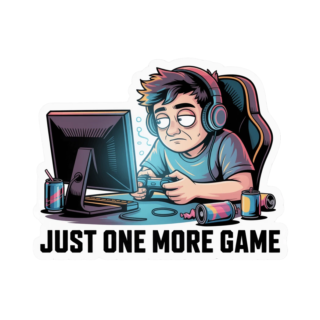 Gamer Just One More Game Vinyl Sticker