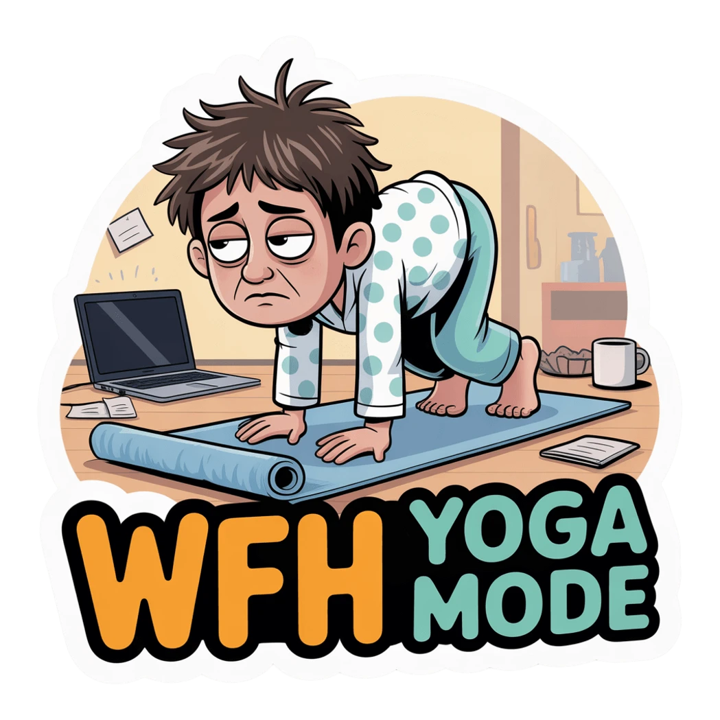 Funny WFH Yoga Mode Vinyl Sticker