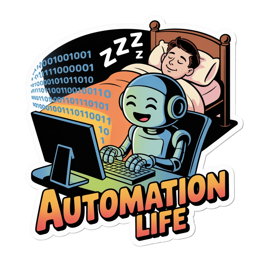 Automation Life Robot and Sleeping Human Sticker