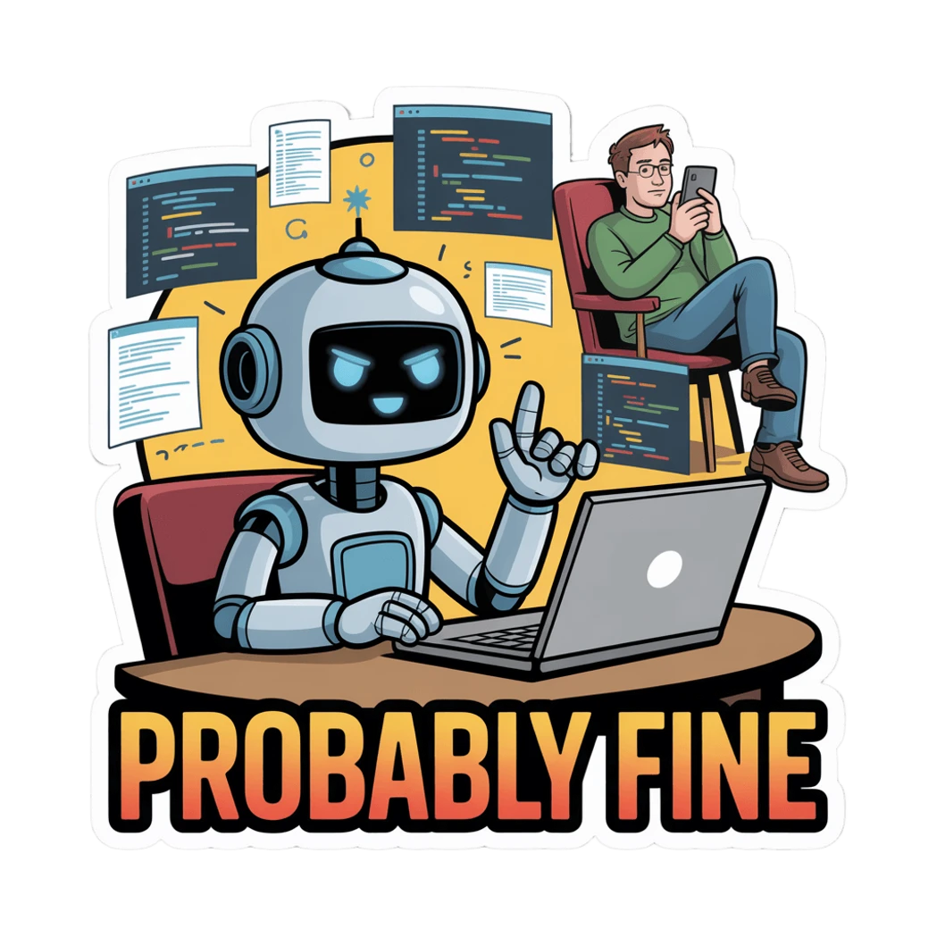Funny Robot and Programmer Probably Fine Sticker