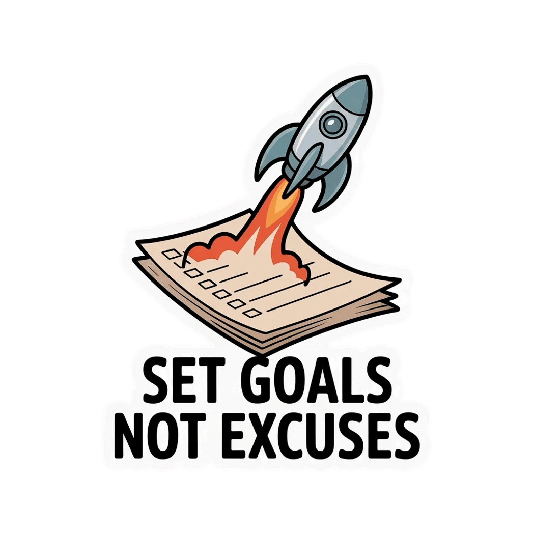 Motivational Rocket Launch Goals Sticker