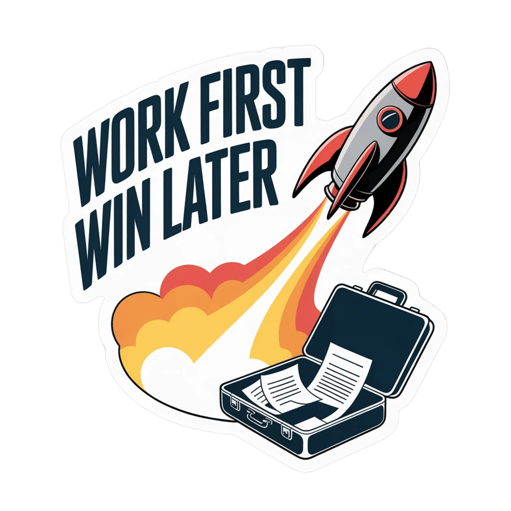 Motivational Work First Win Later Sticker